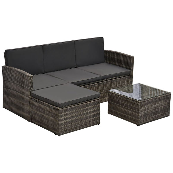 PC Outdoor Patio Furniture Set Wicker Rattan -Seater Sofa Chair Couch Grey