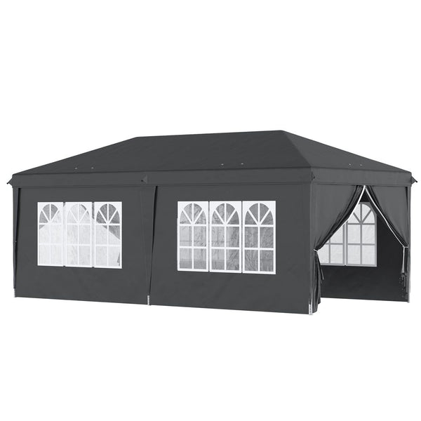  x Pop Up Gazebo Height Adjustable Party Tent w/ Storage Bag Black