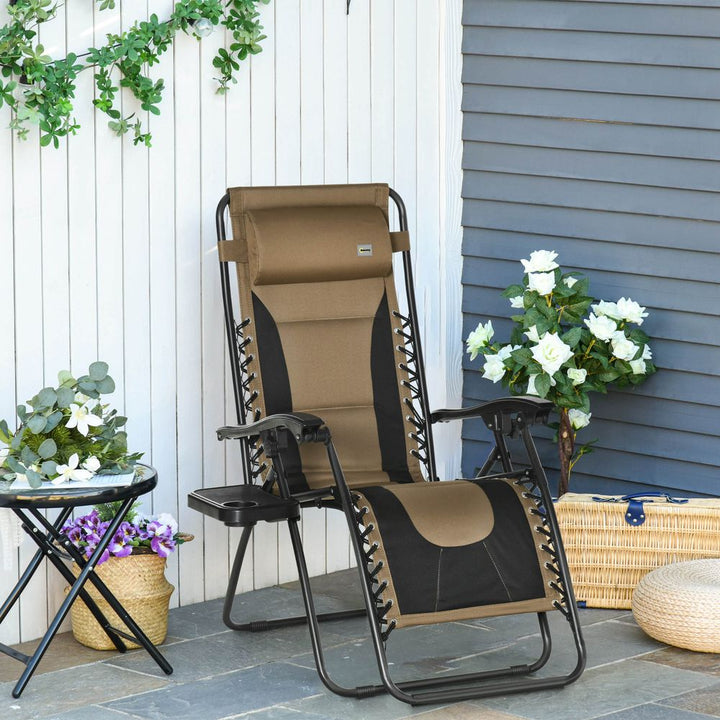 Zero Gravity Chair, Folding Recliner, Adjustable Backrest, Padded Coffee