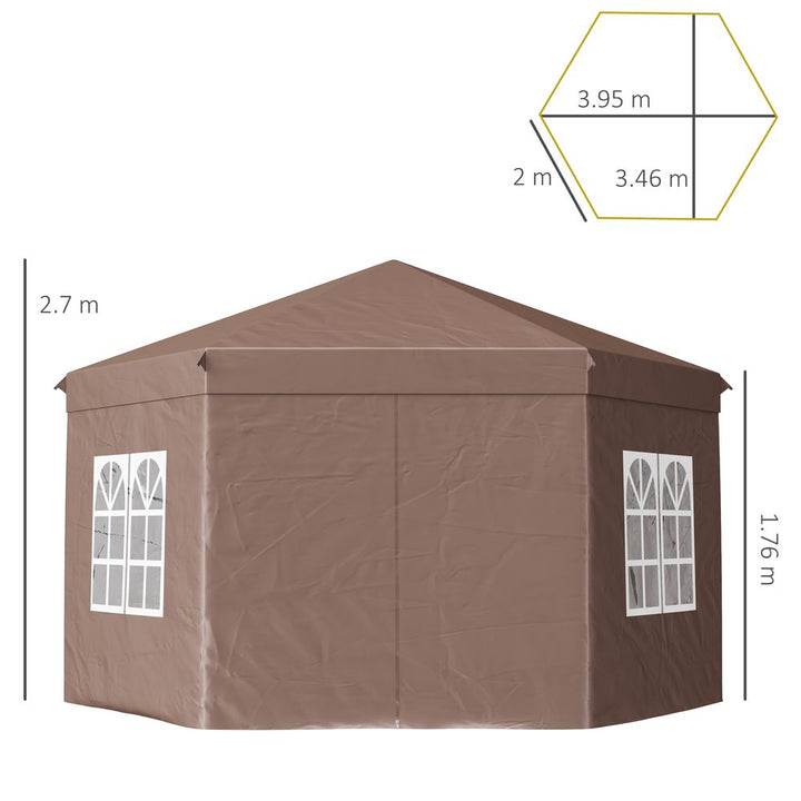 Outsunny Hexagonaletal Frame Garden Gazebo Brown