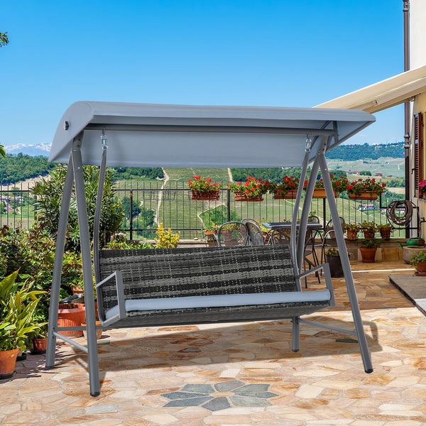 - Seater Garden Rattan Swing Chair Canopy Removable Cushionixed Grey