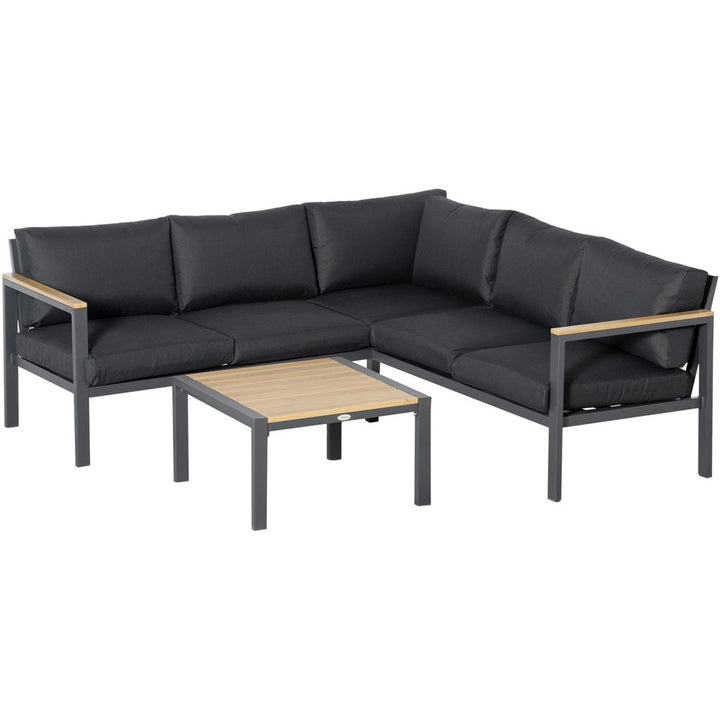  Seater L Shape Aluminium Corner Sofa Set Table, Dark Grey