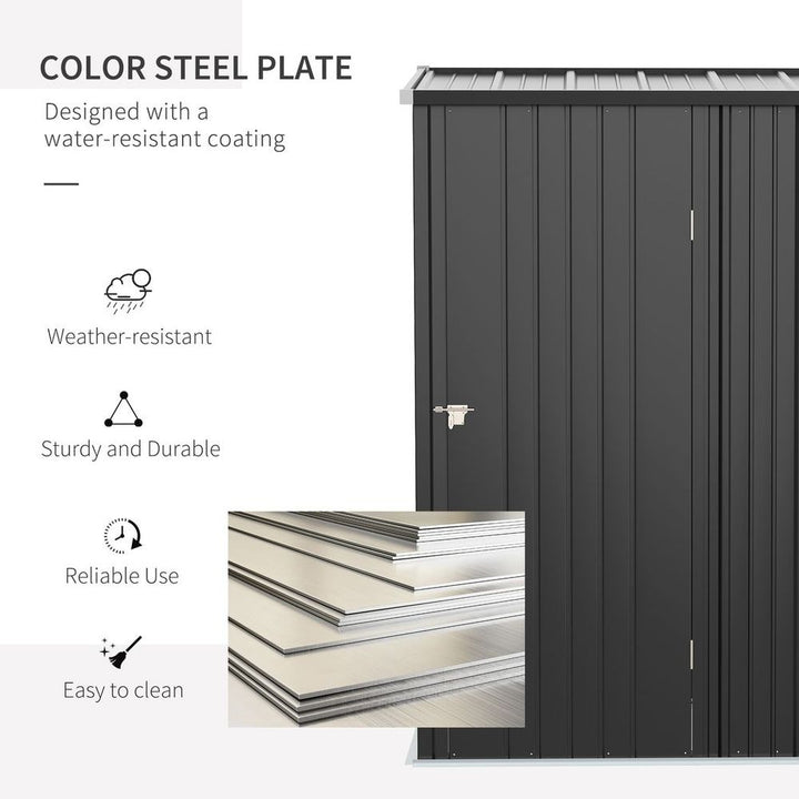 Outdoor Storage Shed Steel Garden Shed w/ Lockable Door for Backyard Patio Lawn