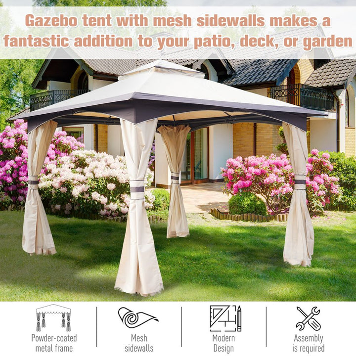  x ' Outdoor Patio -Tier Roof Gazebo Canopy Steel Frame w/esh Sidewalls