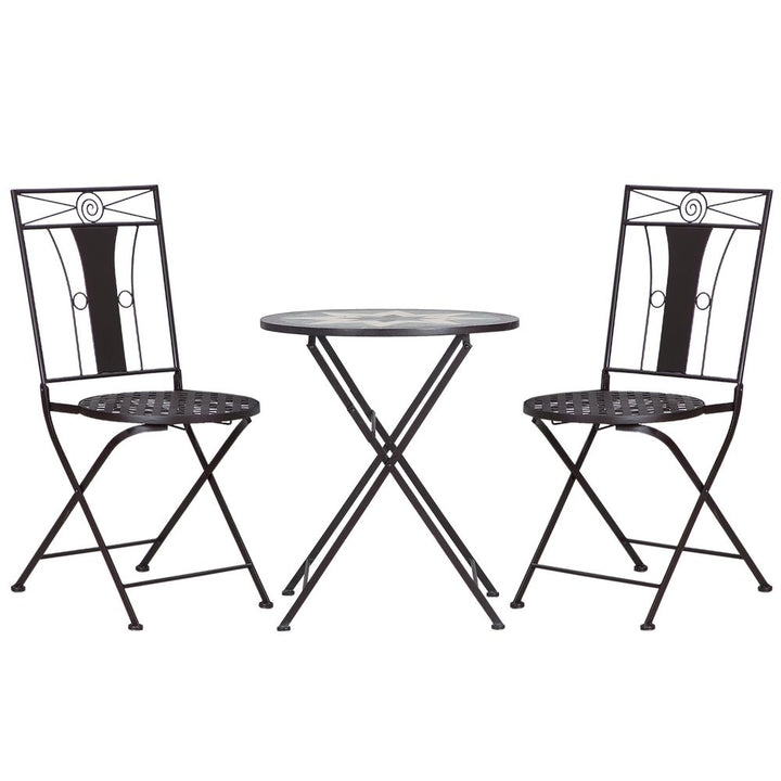 -Piece Patio Bistro Set w/osaic Round Table and Armless Chairs
