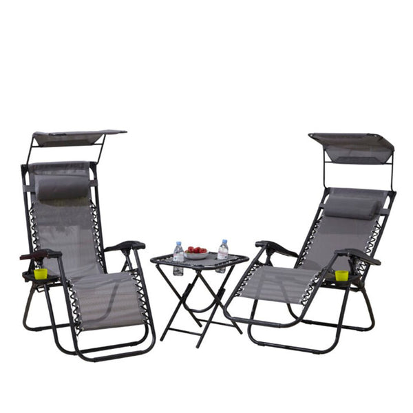 Neo Grey Folding Portable Zero Gravity Chairs and Table Set