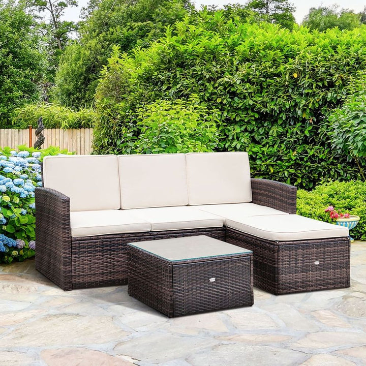PC Outdoor Patio Furniture Set Wicker Rattan -Seater Sofa Chair Couch Brown