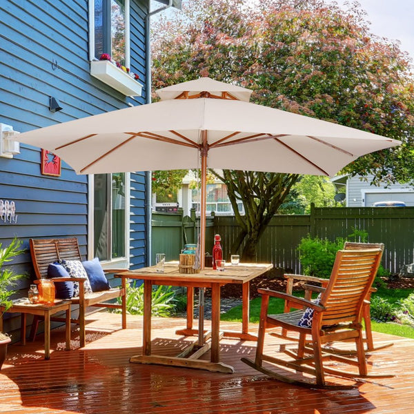 xm Wood Square Patio Umbrella Gardenarket Parasol Sunshade Canopy