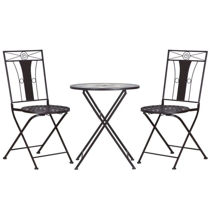 -Piece Patio Bistro Set w/osaic Round Table and Armless Chairs