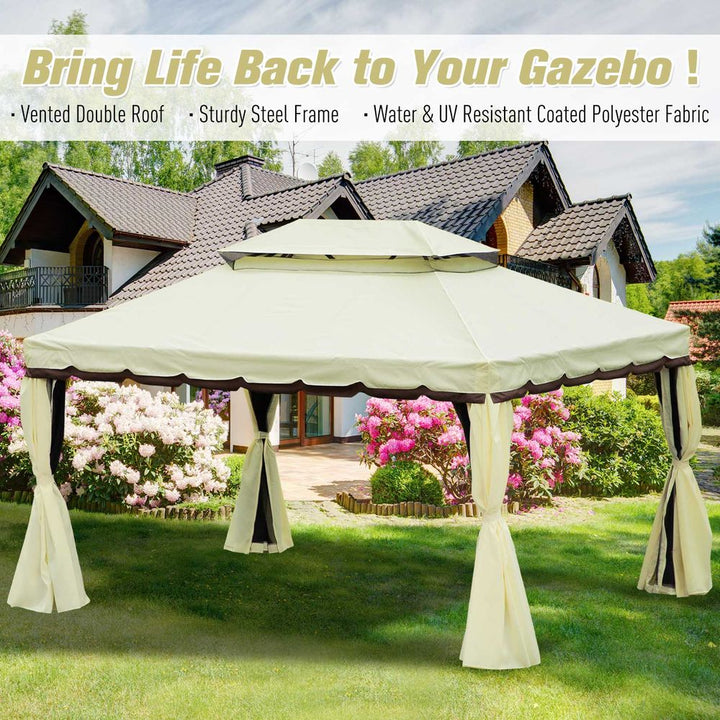  Vented Roof Aluminium Frame Gazebo Cream White