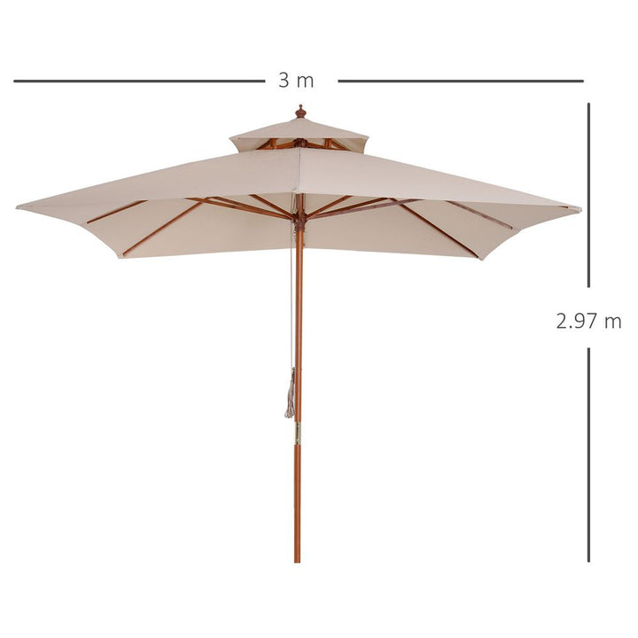 xm Wood Square Patio Umbrella Gardenarket Parasol Sunshade Canopy