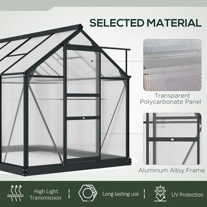 Polycarbonate Walk-In Garden Greenhouse Aluminium Frame w/ Slide Door x ft