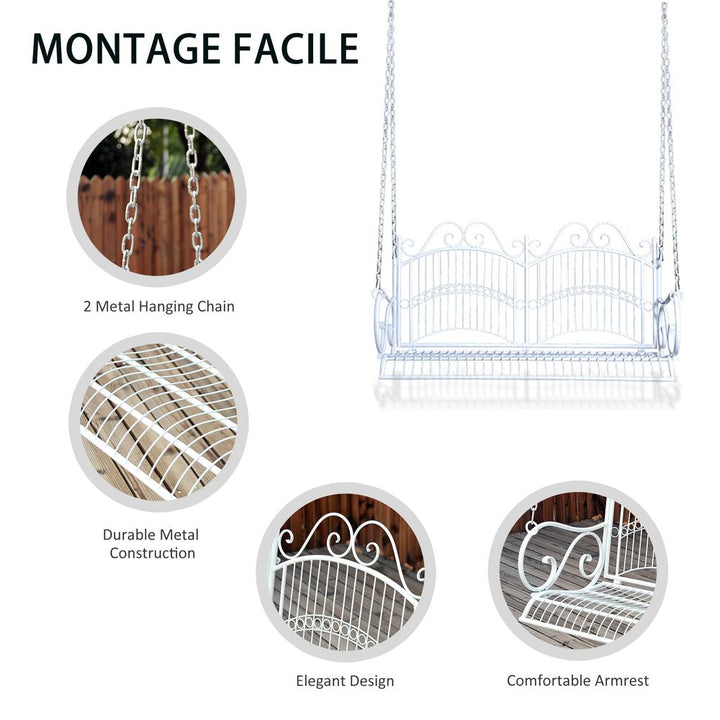 Outsunnyetal -Seater Outdoor Garden Swing Bench White