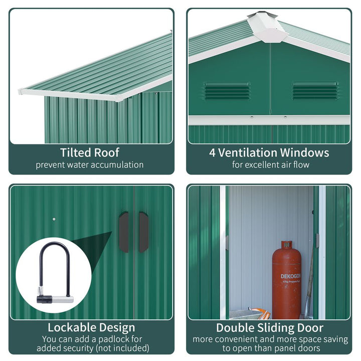 Outsunny .x.ftetal Garden Shed for Garden and Outdoor Storage, Green