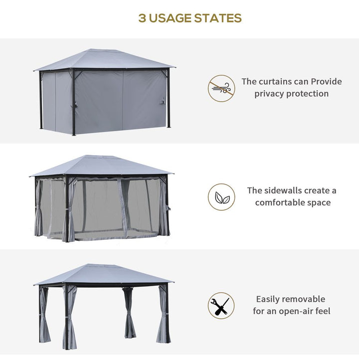  x Gazebo Canopy Party Tent Garden Curtains, Net Sidewalls, Grey