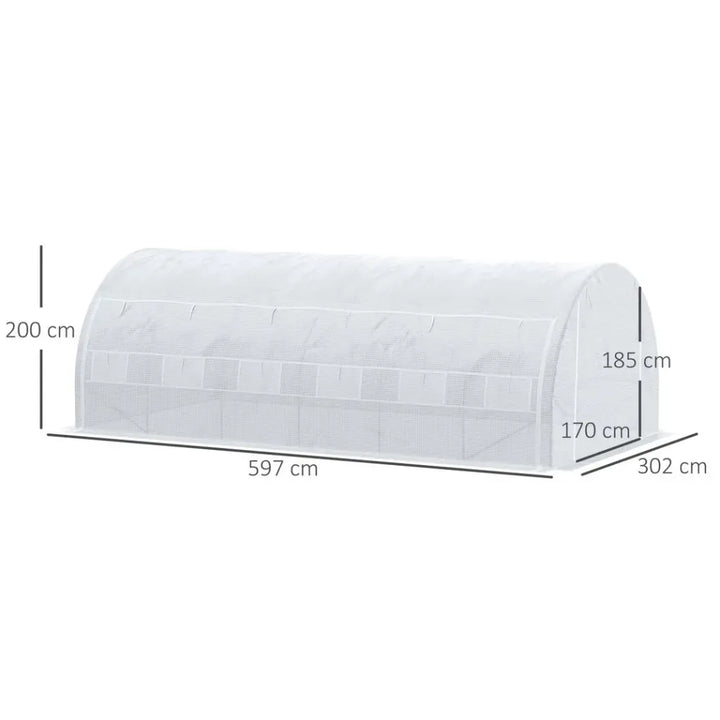  Polytunnel Greenhouse Pollytunnel Tent w/ Steel Frame White