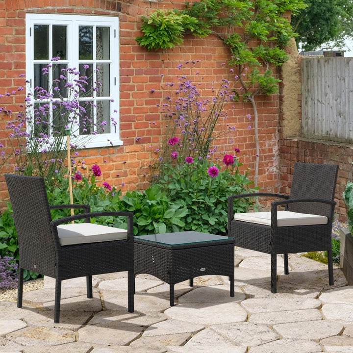 PC Garden Rattan Bistro Set Balcony Dining Table Seater Chair Outsunny