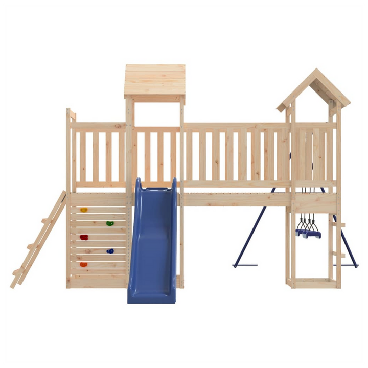 Playhouse with Slide Swings Rockwall Solid Wood Pine