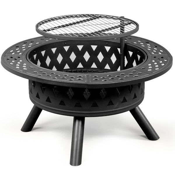 inetal Fire Pit with Cooking Grates Black