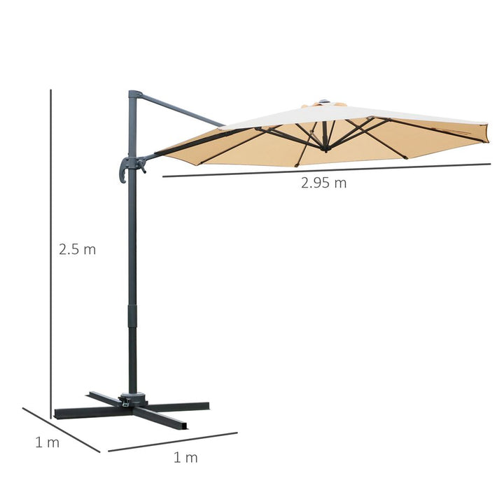 Outsunny Umbrella Parasol W/� Rotation and Cross Base-Beige