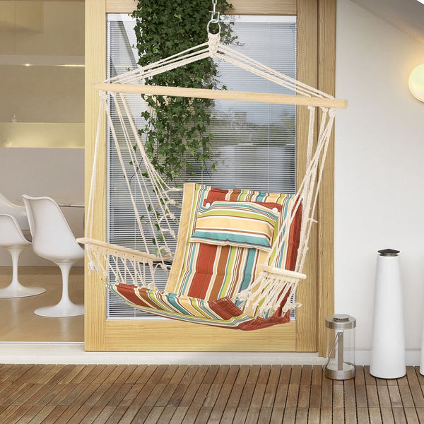 Hanging Hammock Chair Swing Thick Rope Frame Safe Wide Seat