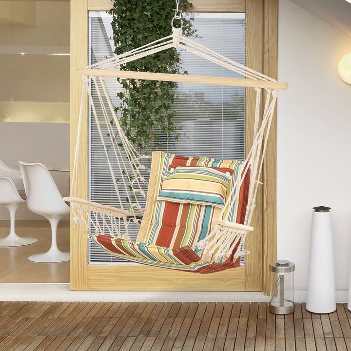 Hanging Hammock Chair Swing Thick Rope Frame Safe Wide Seat