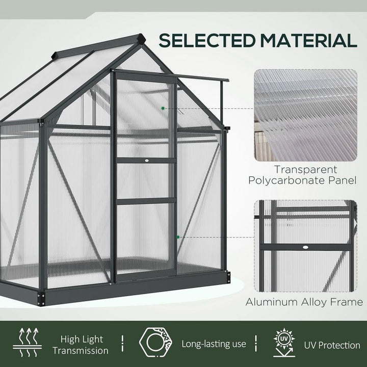 Polycarbonate Walk-In Garden Greenhouse Aluminium Frame w/ Slide Door x ft