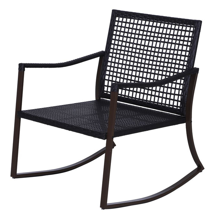  Rocking Chair Bistro Set-Brown/Cream White