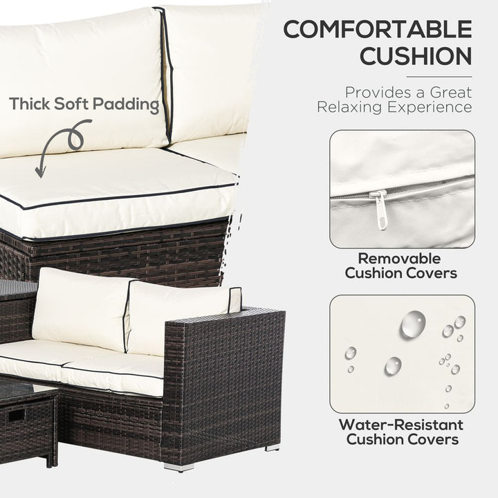 -Seater Rattan Wicker Sofa Storage & Table Set w/ Drawers - Brown