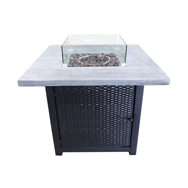 Outdoor Garden Gas Fire Pit Table Heater, Glass, Lava Rocks & Cover