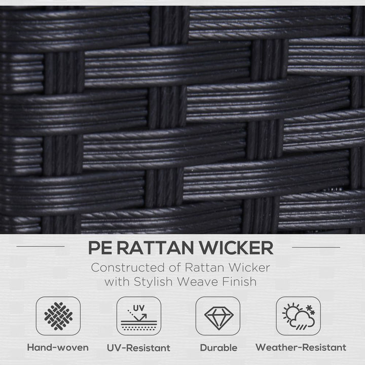 Outsunny Seater Rattan Garden Sofa Black Double Couch Loveseat Wicker