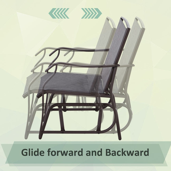 Steel Frame Set-of- Glider Rocking Chair w/ Table Set Grey