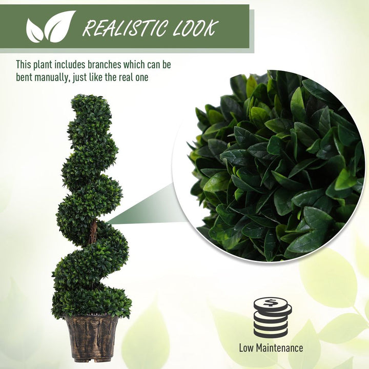 PE Set of Artificial Boxwood Spiral Topiary Plant Tree's Green