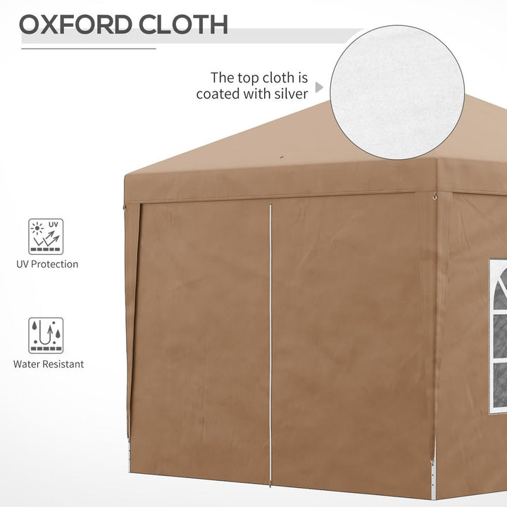 Outsunny x Pop Up Gazebo Party Tent Canopyarquee with Storage Bag Coffee