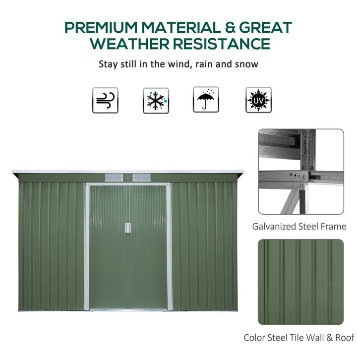 ft x .ft Corrugatedetal Shed with Foundation Vent Doors Green