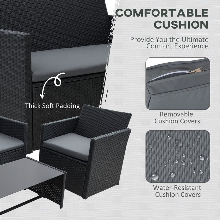 pc Patio Garden Rattan Wicker Sofa -Seater Loveseat Chair Table Black