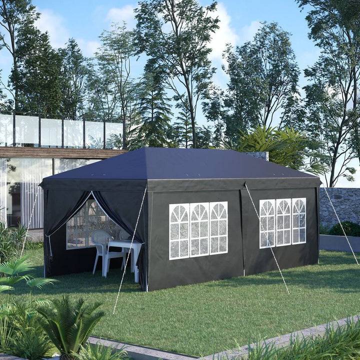  x Pop Up Gazebo Height Adjustable Party Tent w/ Storage Bag Black