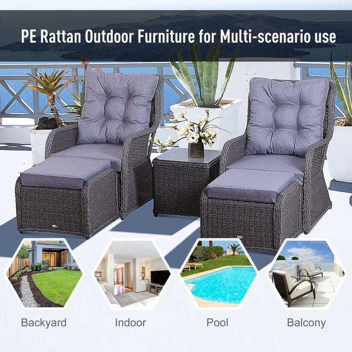 Deluxe -Seater Rattan Armchair & Table Set Grey