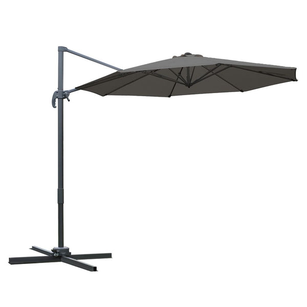 m Patio Offset Parasol Roma Umbrella Cantilever Dark Grey
