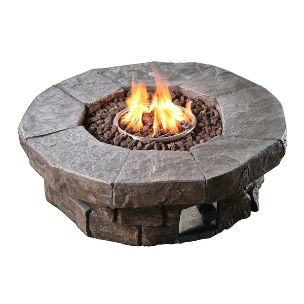 Outdoor Garden Low Gas Fire Pit Table Heater, Lava Rocks & Cover