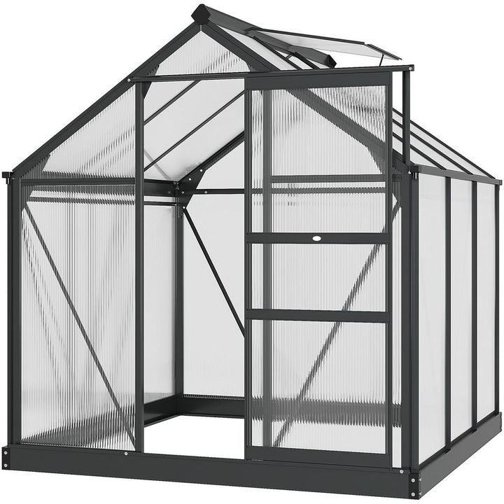 Polycarbonate Walk-In Garden Greenhouse Aluminium Frame w/ Slide Door x ft