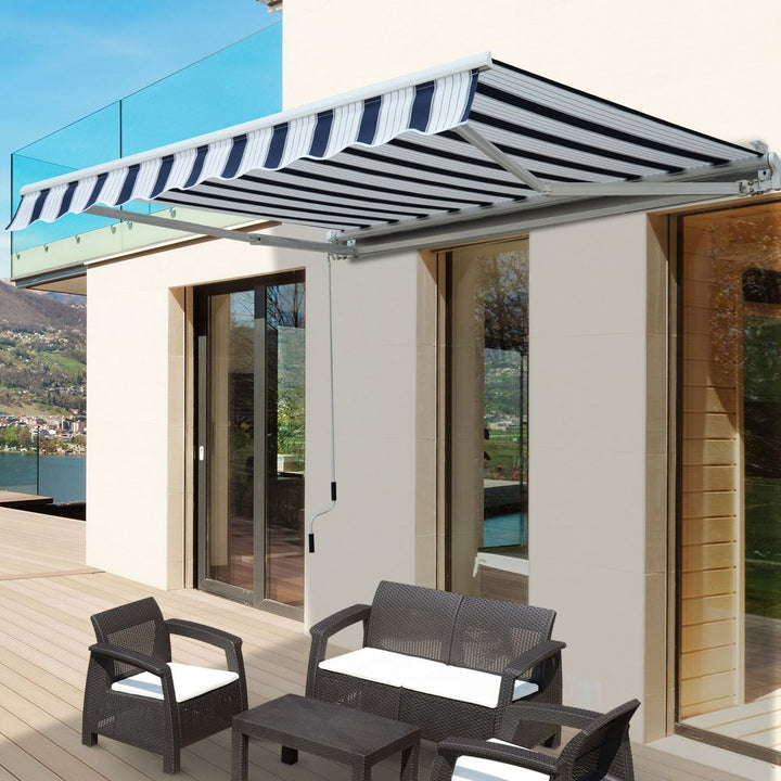 Manual Retractable Sun Shade Patio Awning Outdoor Deck Canopy Shelter, .mxm
