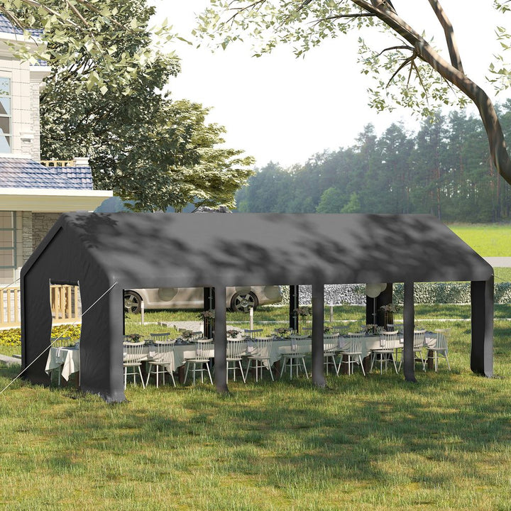 xm Patio Garden Party Canopy, PVC Cover Water-Resistant Dark Grey