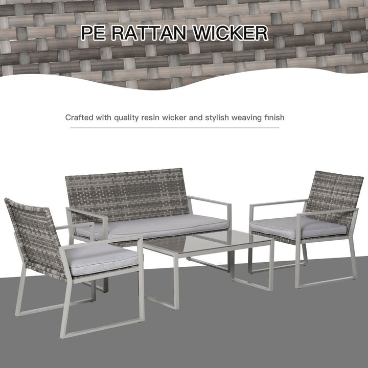 -Piece Outdoor Garden Rattan Seating Furniture Set Grey