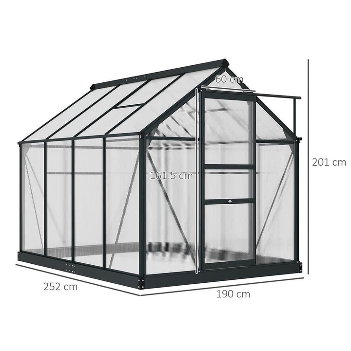 Polycarbonate Walk-In Garden Greenhouse Aluminium Frame w/ Slide Door x ft