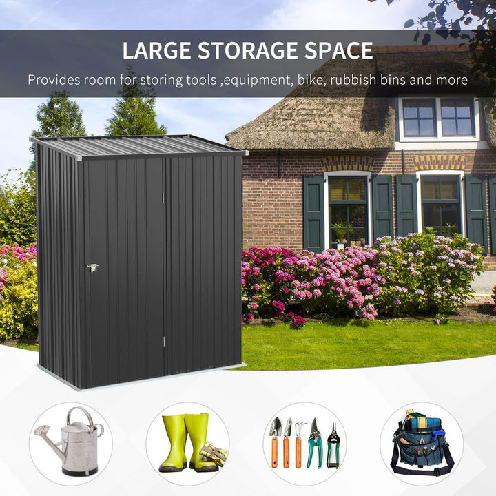 Outdoor Storage Shed Steel Garden Shed w/ Lockable Door for Backyard Patio Lawn