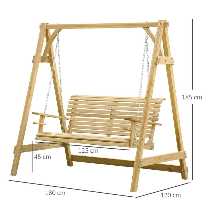-Seater Larch Wood Swing Chair Bench
