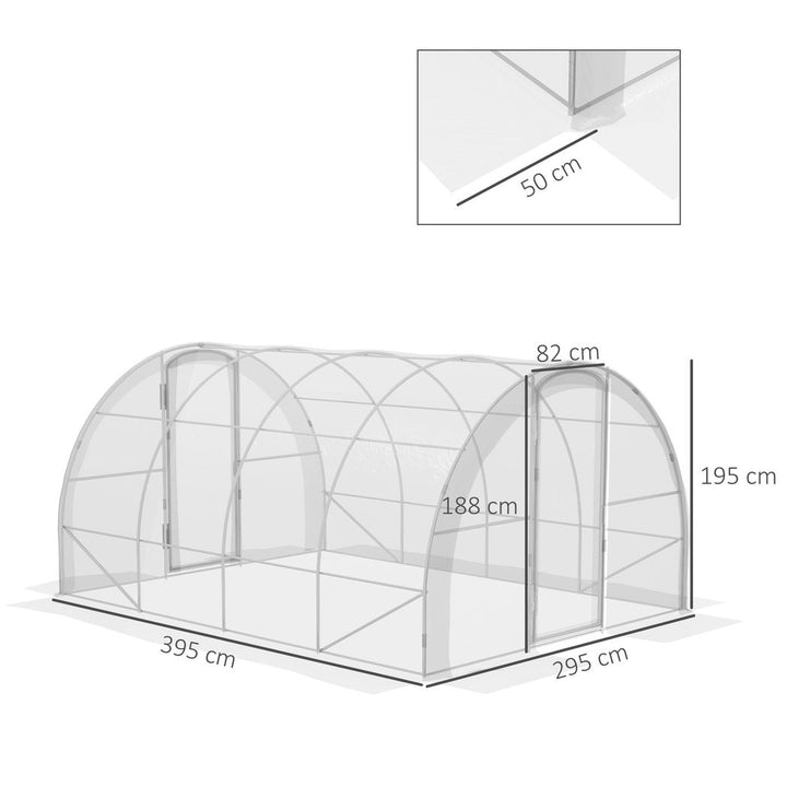 Outsunny Polytunnel Greenhouse with Door, Galvanised Steel Frame