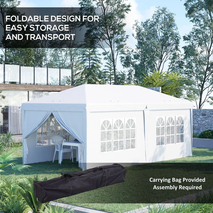 Outsunny x Pop Up Gazebo Height Adjustable Party Tent w/ Storage Bag Black