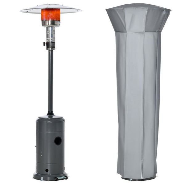 .KW Outdoor Gas Patio Heater w/ Wheels and Dust Cover Charcoal Grey